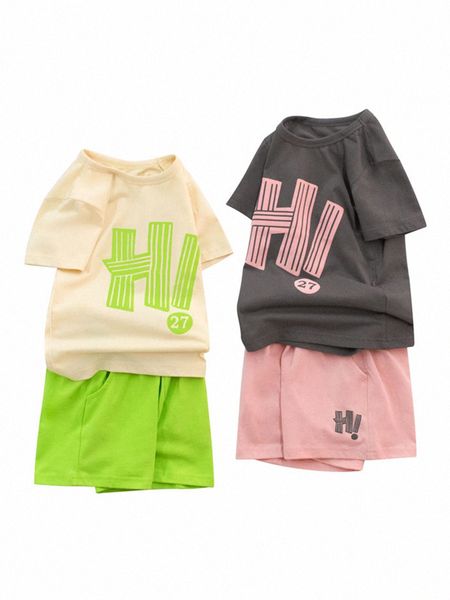 Les vêtements pour bébé ensembles de t-shirts d'été et de shorts se déroulent pour tout-petits tenues garçons de survêtement mignon de sport d'hiver costume de mode pour les filles pour filles 0-4 ans s2qo #