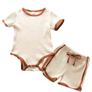 Vêtements de bébé Été Solid Kids Toddler Boys Girls Vêtements Vêtements pyjamas Bodys de bébé en coton   short 2pcs Suit Kids Wear G220509