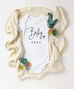 Baby komt binnenkort 2021 onesie eenvoudige print zwangerschap aankondiging baby bodysuit zwangerschap onthullen bodysuits peuter baby onesie242f4782111