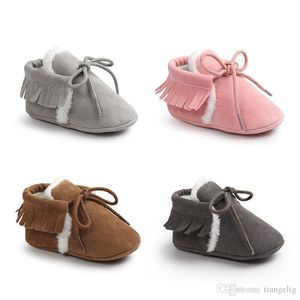 Chaussures rembourrées en coton pour bébé de 0 à 18 mois, avec glands givrés, semelle souple antidérapante, chaussures de marche d'hiver pour nourrissons en bas âge