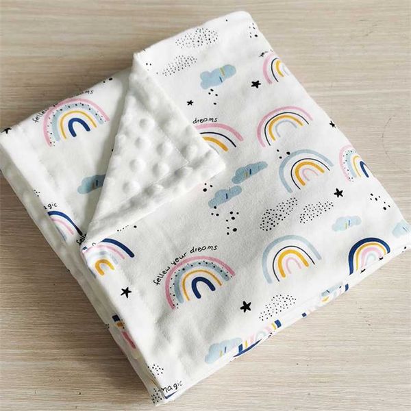 Couverture bébé en coton super doux arc-en-ciel 3D dot emmaillotage enfant en bas âge 100x75cm 211105