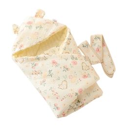 Couverture de bébé Swaddles couvertures couette enfants infantile coton mousseline couverture avec motif pour bébé Swaddles enveloppes 240312