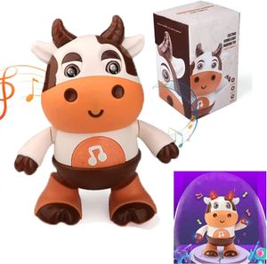Baby Cow Music Toy Infant Preschool Education and Learning speelgoed met LED -licht en muziek exclusief batterij 240424