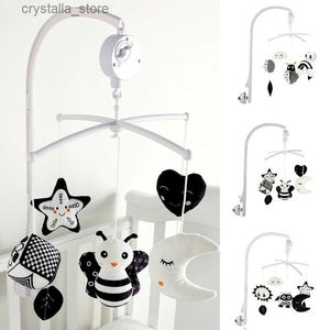 Bébé Berceau Cloche Animal Boîte À Musique Lit Noir Et Blanc Jouet Hochets Bébé Jouets 0-12 Mois Infant Clockwork Jouet Mobile Nouveau-Né Jouets L230518