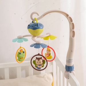 Lit bébé Mobile Animal lit cloche hochet jouets livré avec boîte à musique lit rotatif cloche né suspendus jouets berceau support bébé cadeaux 240129