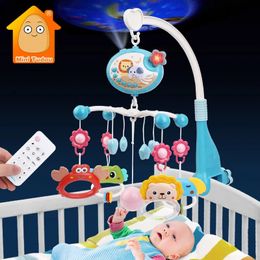 Baby Crib Mobile Joystick Toy 0-12 maanden oud Baby Roterende muziek Projector Night Light Bed Bell Education Born Cadeau 240514