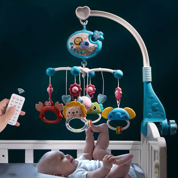 Bébé berceau mobile hochets jouets télécommande étoile projection synchronisation né lit cloche enfant en bas âge carrousel jouet musical 012M cadeaux 240105