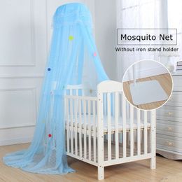 Baby Crib Mosquito Net Canopy Tent Lace Jaquard Netten voor Cradle zonder Iron Support Stand Holder Kinderkamer Decoratie 240326