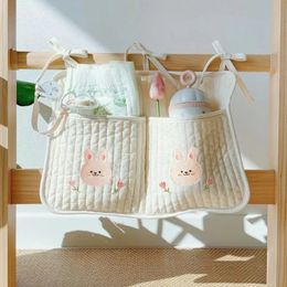 Baby Crib Organizer Sacs de rangement Bron Coton Bed Rangement Diaper Sac Caddy Organisateur Sacs de suspension pour l'ensemble de literie pour nourrissons 240509