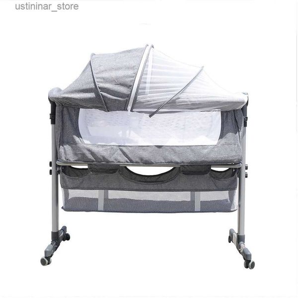 Berceau bébé berceau lit côté lit cote de lit bébé lit bébé bébé avec roues moustique filet et matelas hauteur réglable gris gris l416