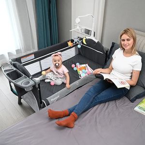 Cunas para bebés Brotish Upgrade Cuna multifunción Empalme Cama grande para niños Cama extraíble bb Portátil Plegable Cuna Nacida Cuna de noche 230928