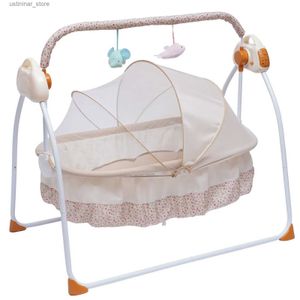 Baby Cribs Electric Baby Cradle Automatische swing Sleeping Rocking Basket Bassinet Pasgeboren Crib Bed met mp3 Music Remote Khaki L416