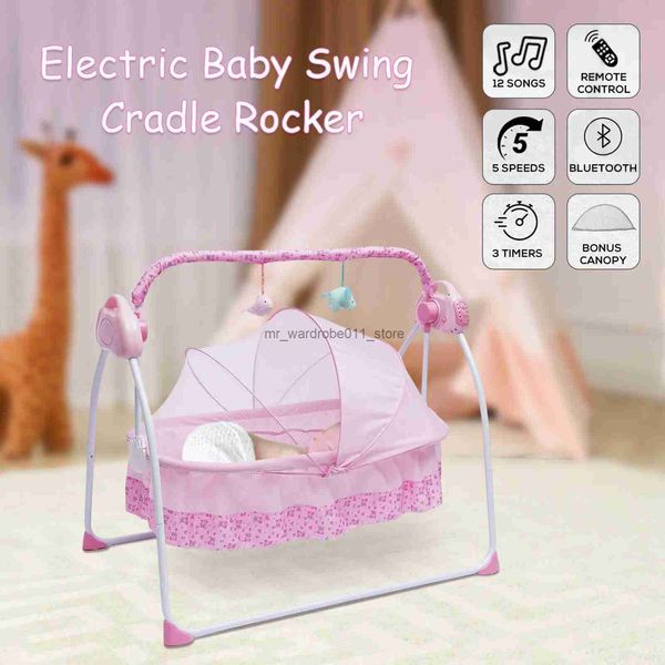 Berceau électrique pour bébé, berceau pour bébé, lit pour bébé, balançoire automatique, chaise à bascule, couffin pour bébés de 0 à 18 mois, rose Q231205