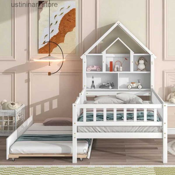 Baby Cribs Modern Design Chadow Double Decker Childrens Family Bed avec une clôture de protection lit jeunesse lit double lit bébé berceau l416