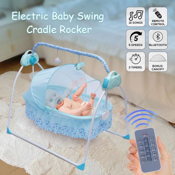 Berceaux bébé Portable électrique balançoire bébé berceau berceau Auto couffin infantile musique balançoire lit de couchage avec télécommande Bluetooth 231017