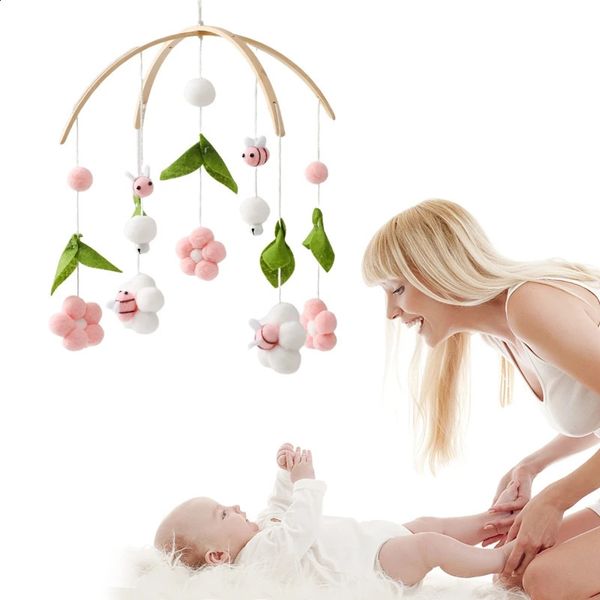 Berceaux bébé hochet jouet 0-12 mois en bois bébé Mobile né boîte à musique lit cloche suspendus jouets support support infantile berceau jouet cadeau 240129