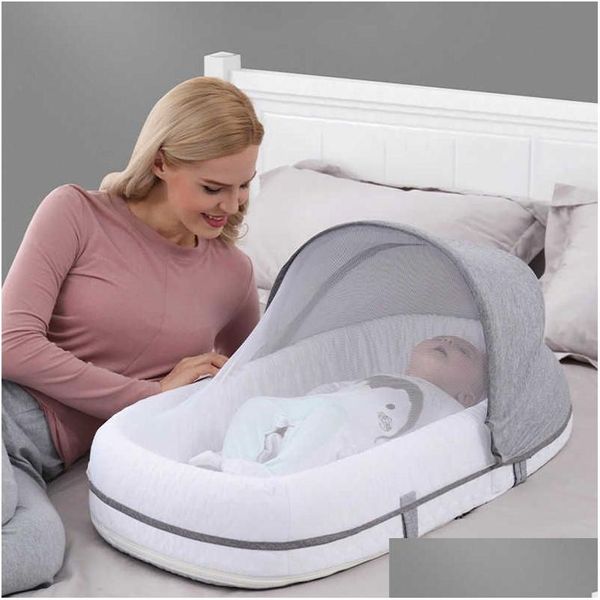 Cunas para bebés Cama para dormir Recién nacidos Nidos Camas de viaje Plegable Babynest Mosquitera Moisés Cesta infantil para 0-24 meses Entrega de gotas Niños M Otmos