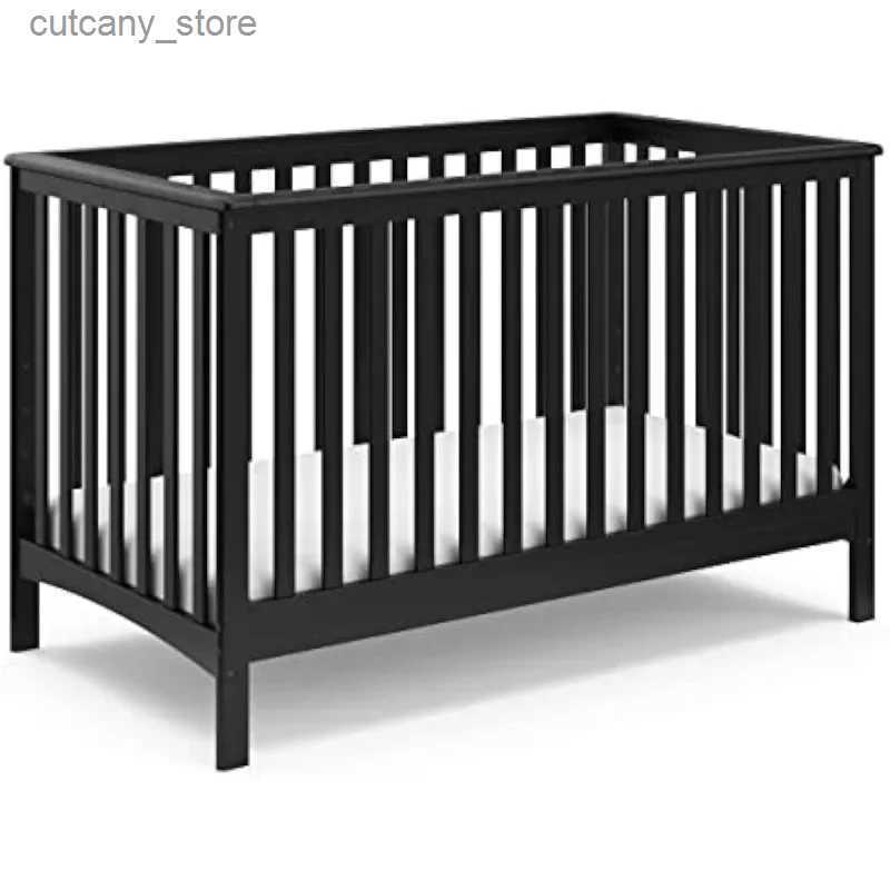 Baby Cribs Storkcraft Hillcrest 4-i-1 Convertib Crib (svart)-Konverterad till dagtidsängar och i full storlek L240320