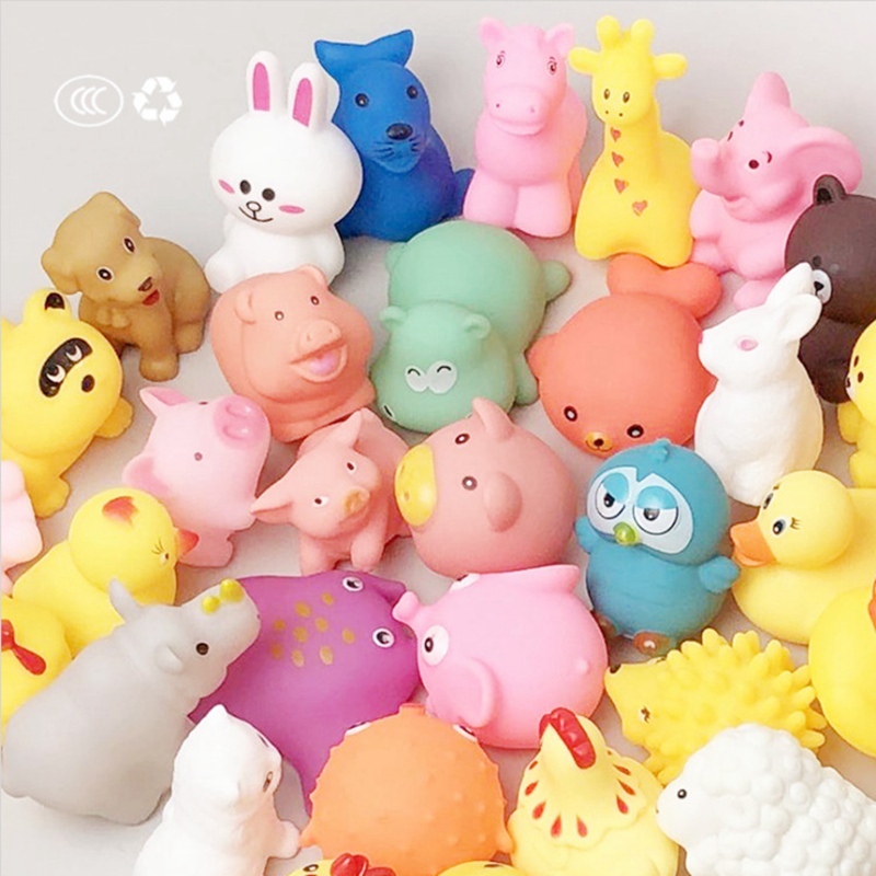 Baby Cute Animals Bath Toy Swimming Water Toys Soft Rubber Float Squeeze Sound Kids Wash Play Funny Gift 1147