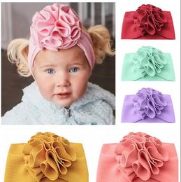 Bebé lindo arco flor diadema para niña niños algodón elástico bandas para la cabeza turbante floral diademas accesorios para el cabello FD6632