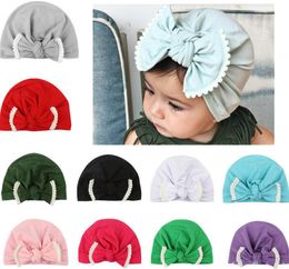 Baby schattige mooie zachte knoop boog kant stropdas mouw casquette caps indian bloem hoeden baby hoeden voor kinderen mode accessoires