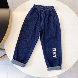 Baby Designer Jeans Kids Denim Kid Kleed Elastische Band Spring Herfst 1-14 leeftijd Luxurymerk Blue Maat 90-150