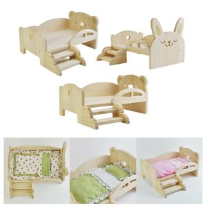 Lit miniature de poupée de bébé avec des escaliers, jeu de poupée de mode pour 30cm 1/6, accessoire de poupée, ensemble de meubles de maison de jeu, décoration de maison de poupée 240123