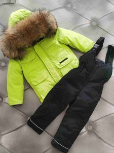 Baby donsjas jongens en meisjes uitloper pak Top bretels jas bontkraag jassen kinderen winter warme kleding