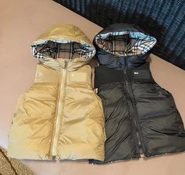 Baby Down Vest Designer Coat Kid Hoodies Toddler Waistcoat Winterjack Dubbelzijds draagbare Dikke Dikke Warm Warly Weer Kleding Classic Plaid Design Kids Jacket