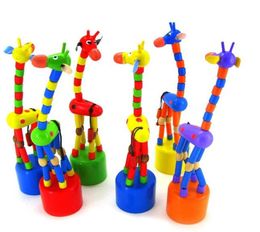 Baby Onderwijs Speelgoed Houten Kleurrijke Dansende Giraffe Marionet Leren Speelgoed 18 cm Hoge Houten Dieren Speelgoed Woondecoratie4086104