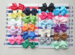 100 stks 3 "Baby Grosgrain Lint Haarbogen Hoofdband Accessoires Kids Bows Bloem Baby Elastische Hoofdbanden Zachte Stel Haarbanden SG8501