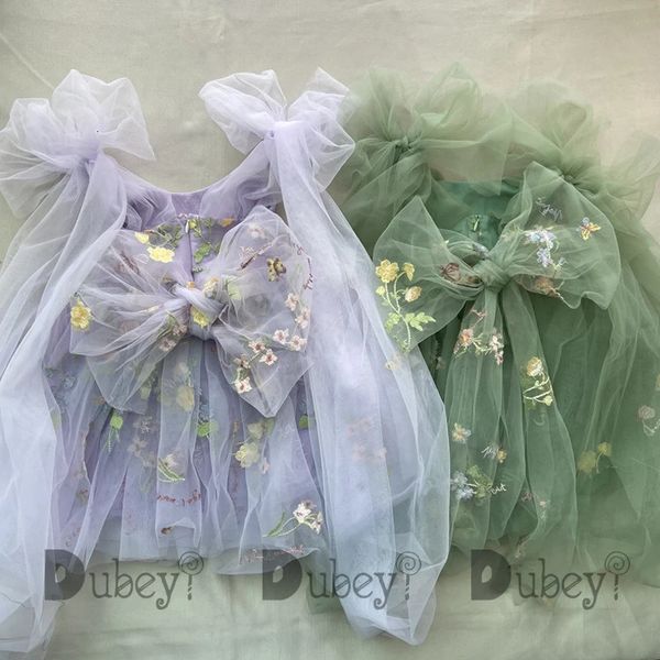Baby brodery robe girl robe d'été arcs floraux
