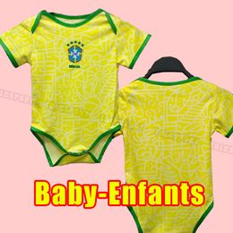 Baby Enfants 24/25 Brazil Soccer Jerseys L.PAQUETA NEYMAR VINI JR. P.COUTINHO RICHARLISON football shirt G.JESUS T.SILVA BRUNO G. PELE CASEMIRO kids child