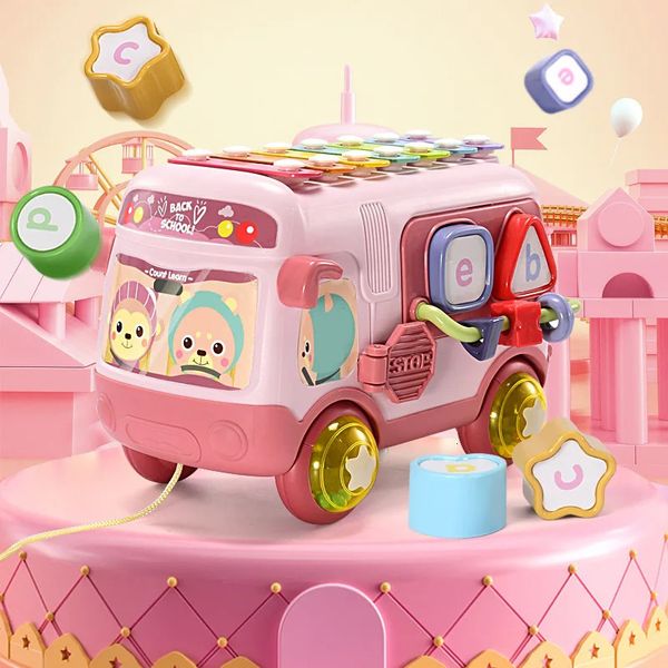 Baby Enlighten Travel Bus Juguetes musicales para 0-18 meses Sonajeros de piano para niños pequeños Juego educativo multifuncional para niños Regalos de juguete para coche 231225