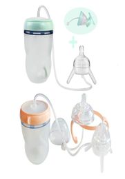 Baby voeding fles lange strohanden fles multifunctionele kinderen melkbeker siliconen sippy no a 2204149906447