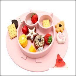 Babyvoeding Zuigplaat Pasgeboren Sile Sile Tray Vajillas Plato Infant Derees Pratos Kid eten Bowl Placemat infantil drop scheepsafgifte 2021 o