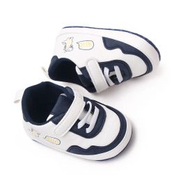 Baby First Baby Walker Crib Shoes printemps / automne Nouveaux garçons respirant Pu Leather Soft Soft Soled Toddler Shoe 80