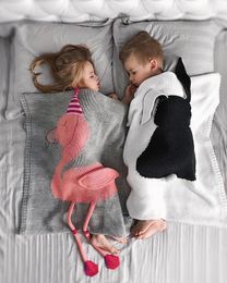 Baby flamingo deken swaddling airconditioning kinderen gebreide deken handdoekdekens 5121