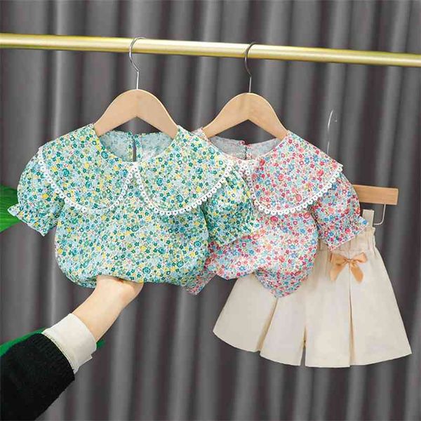 Bébé flore costumes mode printemps automne vêtements pour bébés nés bébés mignon chemise + gilet + pantalon 3 pièces ensemble pour filles 0-3 ans 210625