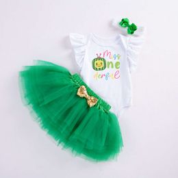 Baby Flying Summer Mouwen Sweetheart Princess Dress Set Koreaanse schattige baby wrap scheet jas groen garen rok 3-delige set