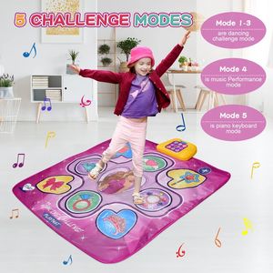 Tapis de jeu pliable pour bébé 5 modes Tapis de danse avec lumière LED Musique Activité éducative pour enfants Gym Tapis rampant Jouets cadeaux pour filles 240226