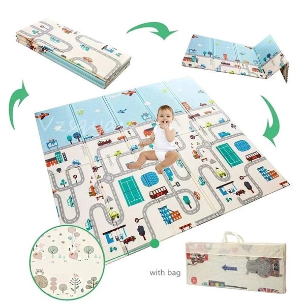 Tapis pliant pour bébé XPE mousse Puzzle tapis pour enfants 1 cm d'épaisseur bambin tapis rampant jeux jouets pour enfants activité développement tapis Bebe 240322