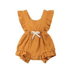 8 kleuren pasgeboren baby rug kruis boog jumpsuits baby ruche romper effen kleur 2019 zomer mode boutique kinderen klimmen kleren C6108