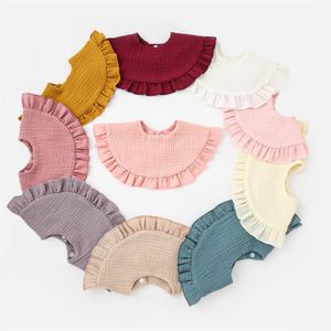 Bavoir d'alimentation en gaze pour bébé, bavoir à volants, solide, serviette de salive pour bébé, tissu de rot en coton doux pour enfants en bas âge, accessoires pour bébé