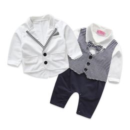 Baby Gentleman Kleding Pak Autumn Baby Kropen Kinderkinderen Kinder Romper Kids Bodysuit Suit voor 0 - 2 jaar