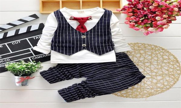 Baby Gentleman Suit Clothing sets Kids Boy Clothes Fake Two Piece Vest Shirt Toddler Children Children Boy Clothing sets 445 Y23776785