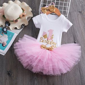 Baby Girl 1 year birthday Tutu Dress Toddler Girls 1st Birthday Party Christening Outfits Princess Costumes for 12 months Girls Q1223