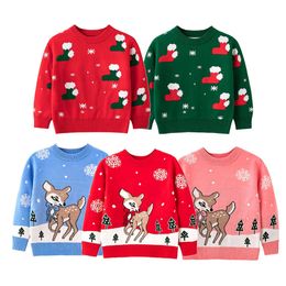 Baby Girl and Boy Chirsmas Sweater Kid Automne Hiver Noël Vêtements Enfants Costume de vacances Cartoon Cosy Chaud Pullover Vêtements Y1024