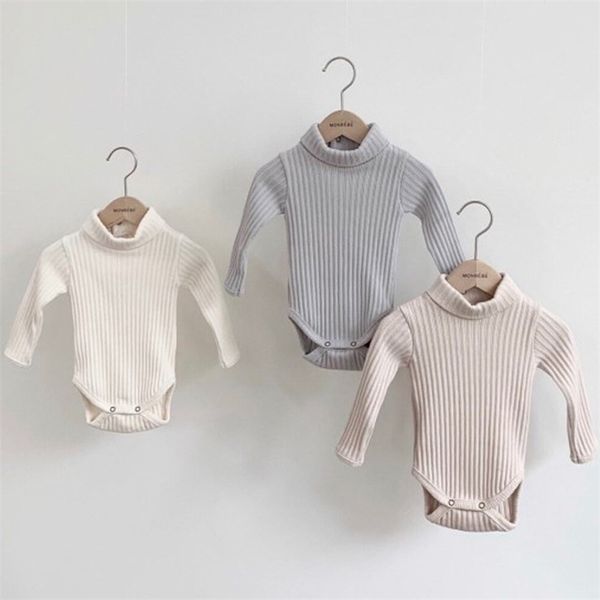 Bébé fille body printemps nouveau-né filles garçons à manches longues col roulé épaissir combinaison enfants bébé tenues vêtements pour 0-24M 210413