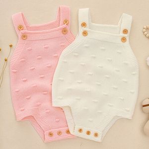 Baby Girl Bodys Sans Manches Sangle Gilet Coton Infant Combinaison À Lacets Pull Tricoté Né Vêtements 210429
